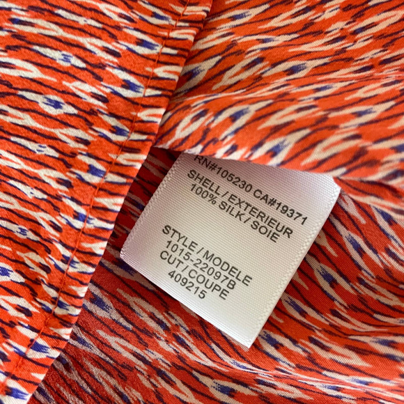 Joie SILK M Red Orange babydoll blouse tunic - Picture 7 of 10